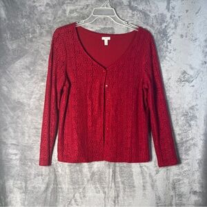 J. Jill Red Button Down Lace Top